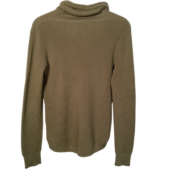 Lauren Ralph Lauren Shirt Women Medium High Neck Army Green Waffle Knit Top - Picture 2 of 13